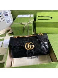 Gucci GG Marmont crocodile small shoulder bag 443497 black HY17724VI95