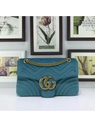 Gucci GG Marmont Embroidered Velvet Bag 443496 SkyBlue HY5464oK58