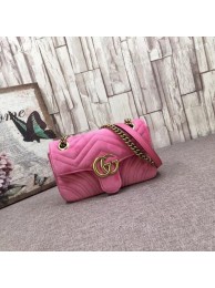 Gucci GG Marmont Embroidered Velvet mini Bag 446744T Pink HY5346zd34