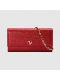 Gucci GG Marmont leather chain wallet 546585 Hibiscus red HY1442bW68