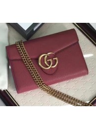 Gucci GG Marmont Leather mini Chain Bag 401232 Wine HY382su78