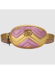 Gucci GG Marmont matelasse leather belt bag 476434 Pink&gold HY5195hc46