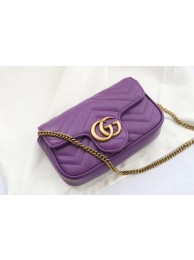 Gucci GG Marmont matelasse leather super mini bag 476433 purple HY856ED90