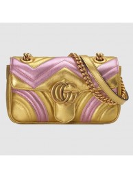 Gucci GG Marmont matelasse Mini Bag 446744 Pink&gold HY23859zS17