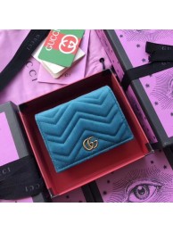 Gucci GG Marmont Matelasse Suede Leather Wallet 474802 Blue HY17599Gh26