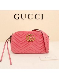 Gucci GG Marmont Matelasse Velvet Shoulder Bag 447632 Pink HY16422UF26