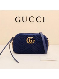 Gucci GG Marmont Matelasse Velvet Shoulder Bag 447632 Royal HY18094cf57