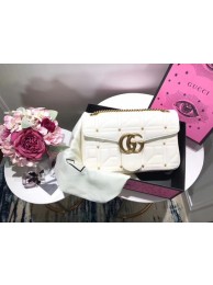 Gucci GG Marmont Medium Matelasse Shoulder Bag 443496 White HY25775KX86