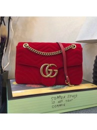 Gucci GG Marmont Medium Velvet Shoulder Bag 443496 Red HY12286Cw85
