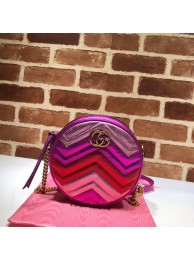 Gucci GG Marmont mini round shoulder bag 550154 Fuchsia&red& pink HY21600Wi77