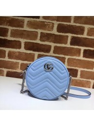 Gucci GG Marmont mini round shoulder bag 550154 Pastel blue HY22866zd34