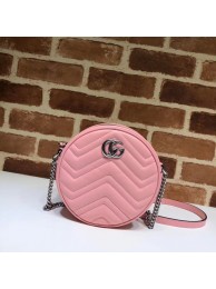 Gucci GG Marmont mini round shoulder bag 550154 Pastel pink HY14932gN72