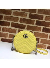 Gucci GG Marmont mini round shoulder bag 550154 Pastel yellow HY1448sY95