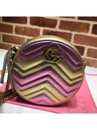 Gucci GG Marmont mini round shoulder bag 550154 Pink&gold HY204VI95