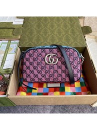 Gucci GG Marmont Multicolor small shoulder bag 447632 Green&yellow&red& powder HY14845hT91