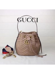 Gucci GG Marmont Quilted Leather Bucket Bag 476674 Apricot HY8226DS71