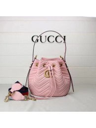 Gucci GG Marmont Quilted Leather Bucket Bag 476674 Pink HY20993io33