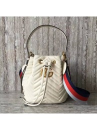 Gucci GG Marmont Quilted Leather Bucket Bag 476674 White HY21774Yo25
