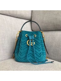 Gucci GG Marmont quilted leather bucket bag 525081 green suede HY21494Oj66
