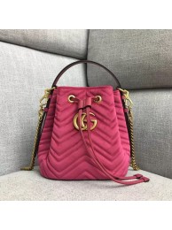 Gucci GG Marmont quilted leather bucket bag 525081 rose suede HY25908Pf97