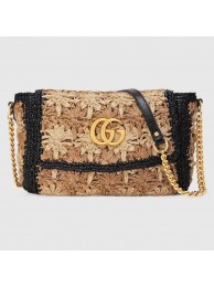 Gucci GG Marmont raffia small shoulder bag 574433 Black HY11429CD62