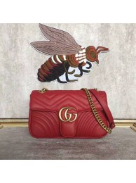 Gucci GG Marmont Sheenskin Shoulder Bag 443497A Red HY5237TL77