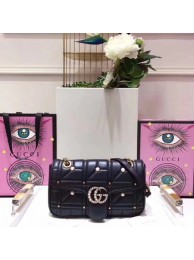 Gucci GG Marmont Small Matelasse Shoulder Bag 443497 Black HY12247Yr55