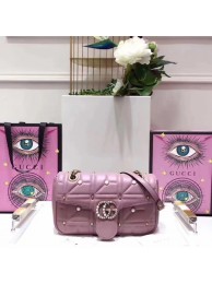 Gucci GG Marmont Small Matelasse Shoulder Bag 443497 Pink HY16978io33