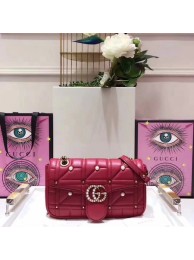 Gucci GG Marmont Small Matelasse Shoulder Bag 443497 Red HY4005vK93