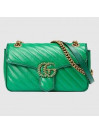 Gucci GG Marmont small shoulder bag 443497 Emerald green HY329yC28