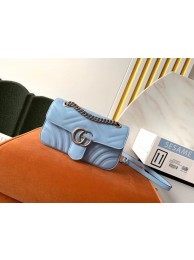 Gucci GG Marmont small shoulder bag 446744 Pastel blue HY23586Gp37