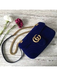 Gucci GG Marmont Suede Leather Medium Shoulder Bag 443497 Dark Blue HY10082Is53
