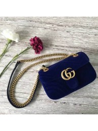 Gucci GG Marmont Suede Leather Mini Shoulder Bag 446744 Dark Blue HY22683PC54