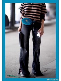 Gucci GG Marmont Velvet Belt Bag 476434 Blue HY7583ta99