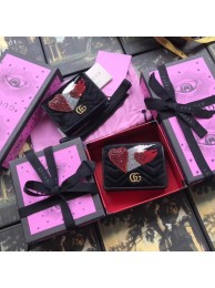 Gucci GG Marmont velvet card case 466492 black HY7669Yv36