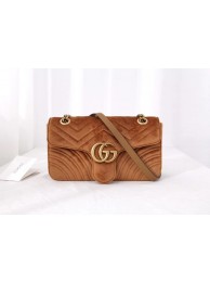 Gucci GG Marmont velvet medium shoulder bag 443497 Taupe HY6054Kf26