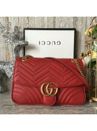 Gucci GG Marmont Velvet Shoulder Bag 443496A Red HY6774VI95