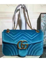 Gucci GG Marmont Velvet Shoulder Bag 443497 Blue HY19668Mc61