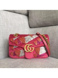 Gucci GG Marmont velvet small shoulder bag 443497B pink HY7580TV86
