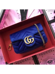 Gucci GG Marmont Velvet Super Mini Bag 476433 Blue HY10474hk64