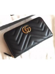 Gucci GG Marmont Zip Around Wallet 443123 Black HY15658Bw85