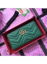 Gucci GG Marmont Zip Around Wallet 443123 Green HY3528Pu45