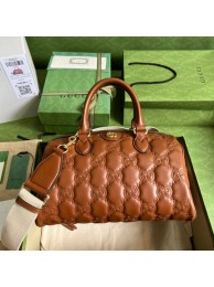 Gucci GG Matelasse leather top handle bag 702242 Light brown HY8745Mn81