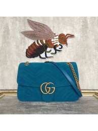 Gucci GG Suede Leather Shoulder Bag 443496 Blue HY1888fo19