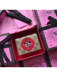 Gucci GG Supreme card case with Bosco patch 506277 red HY7366VF54
