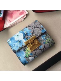 Gucci GG Supreme Padlock Tian Wallet 453155 Blue HY24459Yv36