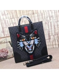 Gucci GG Supreme Tote with Embroidered Angry Cat 478326 Black HY25617rh54