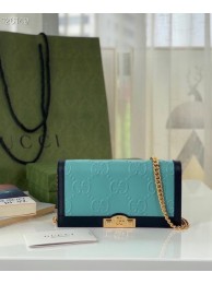 Gucci GG wallet with chain 676155 Light blue HY4641JD63