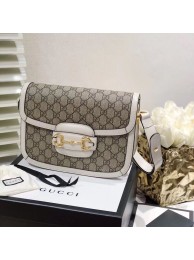 Gucci Horsebit 1955 GG Supreme Bag 602204 White HY9738dN21