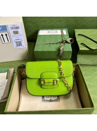 Gucci Horsebit 1955 lizard mini bag 675801 Fluorescent green HY9376NP24